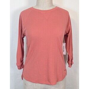 DKNY Sport Women’s Med Peach Ruched Sleeve Athletic Top Cotton Blend
